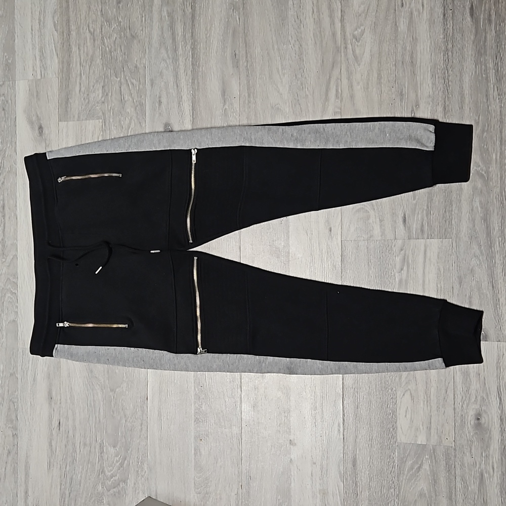 AMNESIA  sweatpants joggers size medium black gray zipper